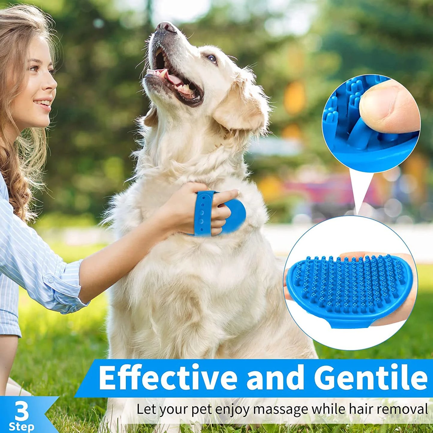 3-Piece Dog Bath & Massage Brush Set