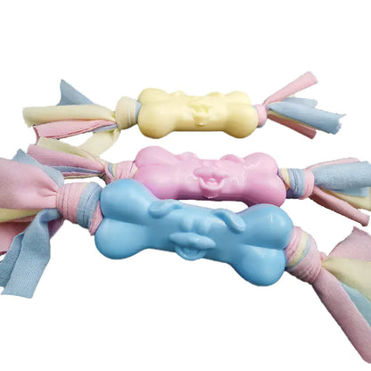 TPR Dog Bone Cotton Cloth Strips for Teeth Relief