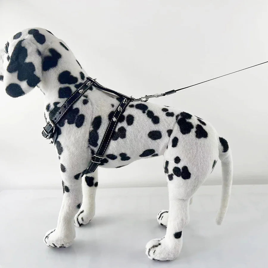 Stylish Adjustable Dog Camisole with Studded Leather Leash